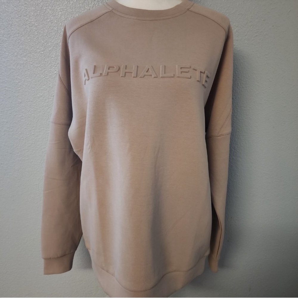 Alphalete Men's Beige Crewneck Sweater w/ 3D spellout NWT Size Medium